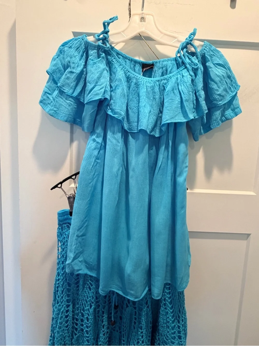 Jackpot Turquoise Boho Top & Crochet Skirt Set OSFM NWT Resort Festival Outfit